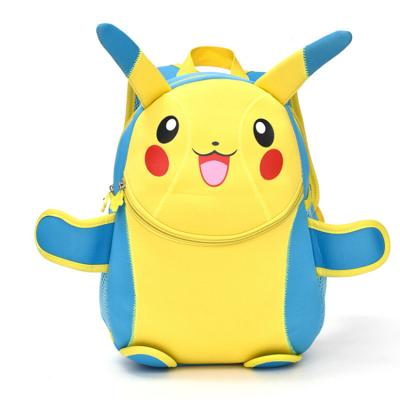 China Newest stylish lightweight neoprene cartoon school backpack, lovely durable cute pokemon pikachu backpack for kids, wholesale with factory price for sale