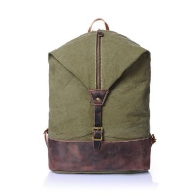 China 2016 Customized wholesale anti-theft logo vintage canvas backpack men with real leather trim for made in china for sale