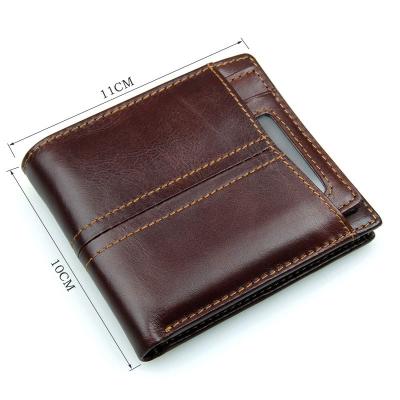 China Travelambo Handmade Genuine Leather RFID Blocking Bifold Wallets Men's Wallet for sale