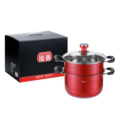 China Stocked 2 Layers Stainless Steel Food Steamer Stock Pot Steamer for sale