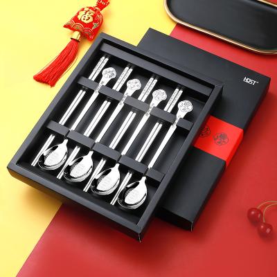 China Stocked Spoons and Stainless Steel Chopsticks Place Korean Chopsticks and Spoon Tableware with Ordinary Chopsticks and Spoon Writing Set for sale