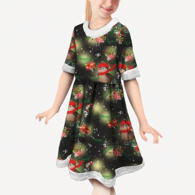 China Breathable My First Christmas Dress Snowflake Pattern Print Christmas Girl Dress Christmas Gift For Kids Christmas Dress For Girls for sale