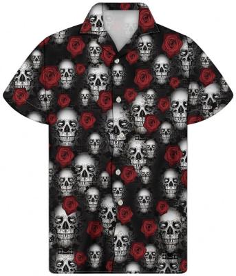 China Samoan anti-pilling skull fashionable men's shirt style pattern factory direct sales cheap price custom made for sale