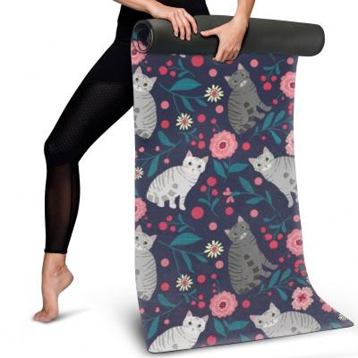 China 2021 Custom Folding Yoga Mats Durable Anti-slip Washable Yoga Mat Cute Flower Cat Printed Eco-Friendly Washable Yoga Mat Lightweight Quick Dry Machine for sale