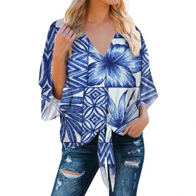 China Anti-pilling designer Shirts For Women 2021 fashionable Polynesian traditional tribal print tropical designers womens clothing for sale