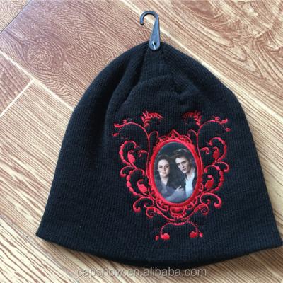 China JOINT Fashion Twilight Saga Print Patch Knitted Hats for sale