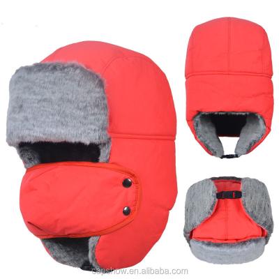 China Custom Color COMMON Earflap Winter Covers And Warm Earflap Hat With Masks for sale