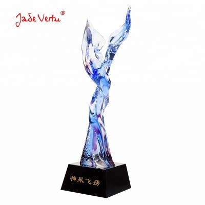 China China Customized Logo Crystal Glass Dancing Trophy For Ceremony for sale