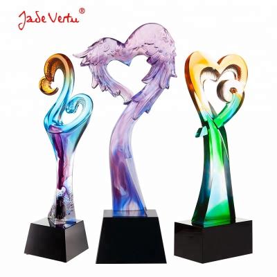 China China Hot Selling China Heart Shape Pate-De-Glass Crystal Trophy Crystal Trophy Custom Crystal Gifts for sale