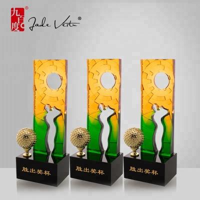 China China wholesale pujiang pate de verre awards crystal golf trophy designs for sale