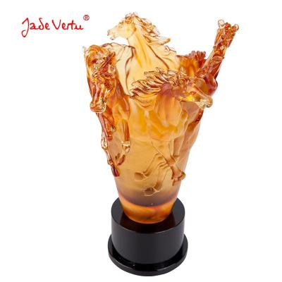 China China Premium Crystal Gift Horse Art Glass Trophy Trophy Cup for sale