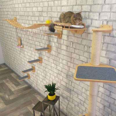 China New Sustainable Pet Furniture Cat Wall Furniture Big Cat Tower Wood Personalized Scratcher Cat Toys for sale