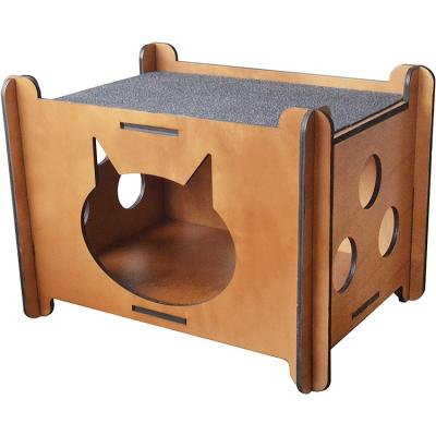 China Breathable Cat Bed and Cat Scratcher for 2 Indoor Design MDF Hand Painted and Level Polyester for sale