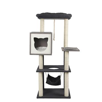 China Cat Tree Medium Play Tower Sustainable Luxury Cat Tree with Hammock Pet Playhouse with Scratches Cat Tree for sale