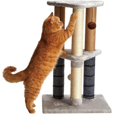 China Cat Scratching Post Kitten Scratcher Viable Tree Cats Triple Scratch Posts With Soft Plush Triple Platform for sale