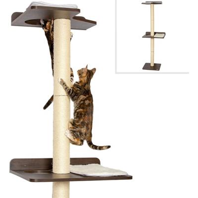 China Sustainable Cat Climbing Tower And Activity Tree Sisal Scratch Posts Modern Wall Mounted Cat Furniture for sale