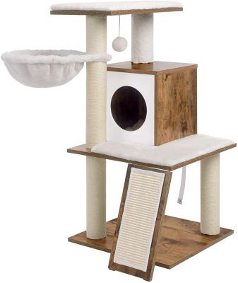 China Cat Tree Modern Cat Tower Sustainable Cat Condo Furniture in Wood with Scratching Posts for sale