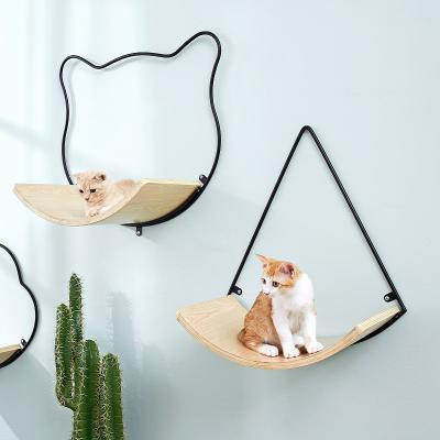 China Travel Cat Bed Handcrafted Wooden Cat Bed Wall Mounted Solid Wood Cat Bed for sale