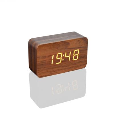 China Files Wooden Smart Desk LED Alarm Clock For Bed Room Office for sale