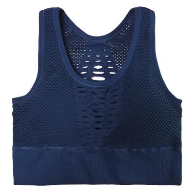 China Custom ACTIVE STRETCH Fitness Workout Mesh Yoga Tops Active Wear Vest Ladies Gym Crop Removable Padded Tank Tops for sale