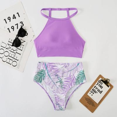 China Copy Antibacterial Lady Tropical Bikini Spaghetti Strap High Waist Swimsuit for sale