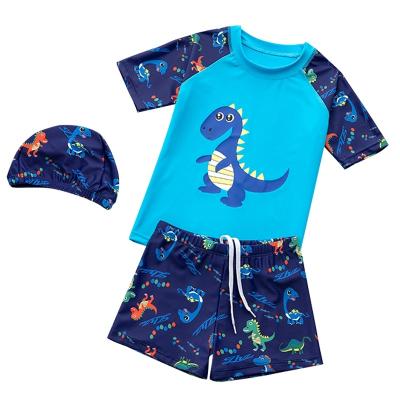 China LITTLE BOY Antibacterial Beach Swimsuit Rashguard Short Sleeve Shirt+Swimming For Kids for sale