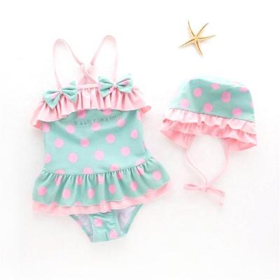 China Antibacterial Girls 2 Piece Swimwear Kids Swimwear Swim Wear Beach Wear With Swimming Hat for sale