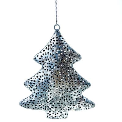 China Outdoor Special Silver Hollow Imitation Christmas Ornaments Creative Christmas Tree Plant Pendants for sale