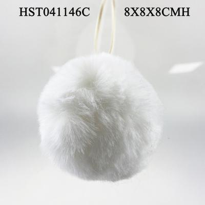 China White Fabric Plush Ball Christmas Decoration for sale