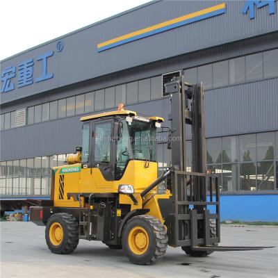 China Haihong 4WD forklift 3ton/cross country off-road forklift/with ROPS 3000kg for sale