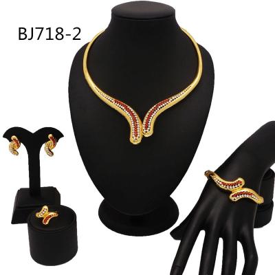 China 2019 Fashion Style Charming Gold Plated Jewelry Latest Design Gold Jewelry Sets BJ718-2 for sale