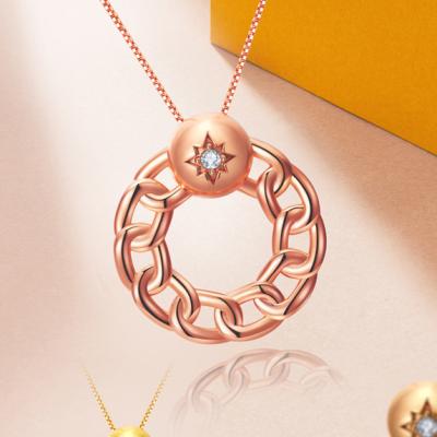 China Mini Vintage Choker Circle Necklace Set 18k Real Gold Diamonds Chain Necklace Pure Solid Custom Choker Small Pendant Jewelry for sale