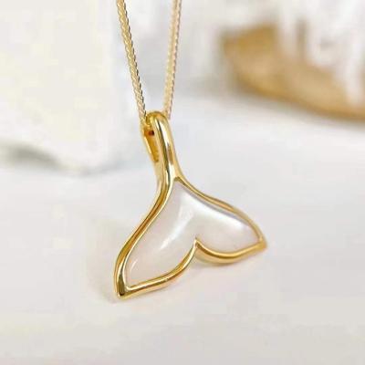 China Custom Wholesale Solid Pure Gold 18K White Fritillaria Vintage Mermaid Tail Latest Models Of Real Fine Jewelry Pendant Necklace for sale