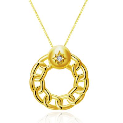 China Vintage Classic Chain Around Mini Circle Choker Jewelry Set 18k Real Gold Solid Pure Diamonds Small Necklace Fine Pendants And Charms for sale