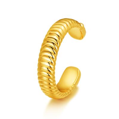 China Vintage Covered With Full Diamond Ladies Men's Open Braided Adjustable 18k Yellow Gold Ring for sale