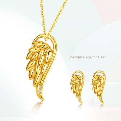 China Religious Pendants For Women Angel Wings Diamond Pendant Necklace Rose Gold/K Yellow 18k Gold Necklace Pendant for sale