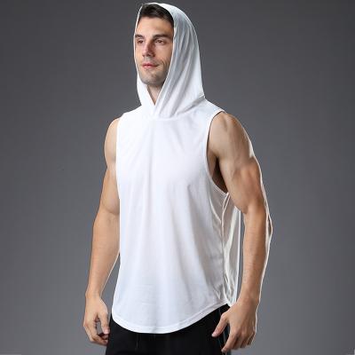 China QUICK DRY Custom Logo Mens Workout Shirt Breathable Sweatshirt Vest Gym Tank Top Gym Hooded Sleeveless Hoodies for sale