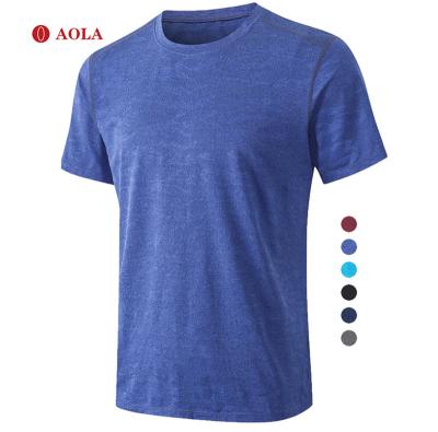 China New Design AOLA Mens Clothing Dropshipping Breathable Muscle Fit Workout Shirts Loose Custom Man Wear Gym Top for sale