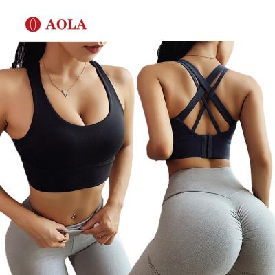 China Sexy Women For Logo Hot High Support Sports AOLA Comfortable Custom Made Bra Brands Manufacturer Brands Breathable Backless Designs for sale