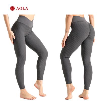 China AOLA Antibacterial Butt Lifter Set Plus Size Women Sport 2021 Gym Ribbed Deport Yoga Pants Gaiters Crac! crack! for sale