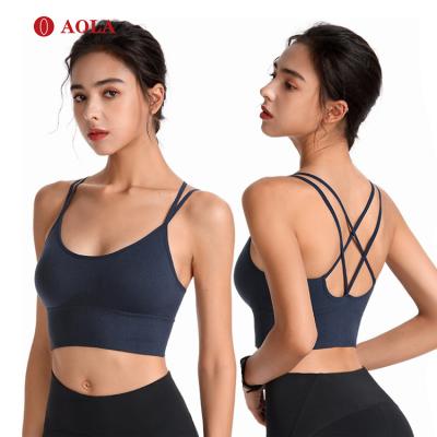 China AOLA Women Fashion Fitness Running Sports Breathable Bra Push Up Sexy Back Seamless Bra Fitness Yoga Bra for sale