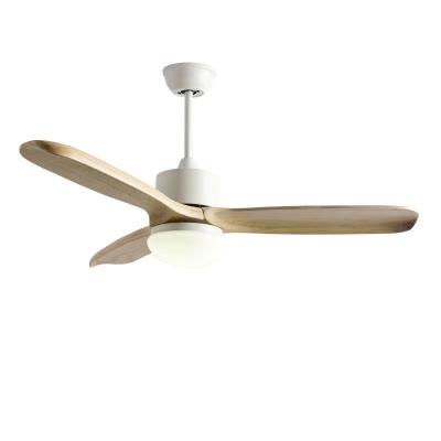 China 52 Inch LED 3 Blade Wood Ceiling Fan DC Motor Light Wood Ceiling Fan for sale