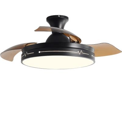 China Decorative Folding Ceiling Fan With Light Remote Control Black Brown for sale