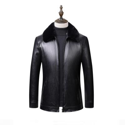 China Fashion Jacket Winter Leather Jacket Male PU Waterproof Jacket With Detachable Fur Collar for sale