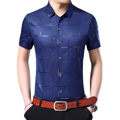 China Fashion new foreign trade anti-pilling printed short sleeve men's casual shirt for sale