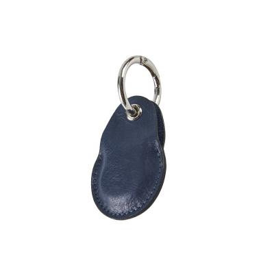 China Blue Leather Anti-drop AirTag Real Protective Case For Pet Collar for sale