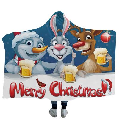 China Anti-Static Custom Girls Home Plush Hoodie Sofa Blanket Christmas Cartoon Kingcason Thick Fleece Blanket 150x200cm for sale