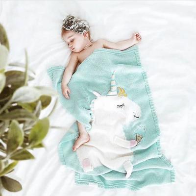 China Wholesale PORTABLE Kingcason Throw Blanket Cartoon Pattern Baby Blanket Unicorn Style Super Soft Knit for sale