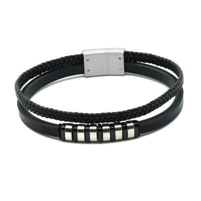 China CLASSIC Custom Genuine Wrap Stainless Leather Bracelet, Wholesale Handmade Genuine Wrap Leather Bracelet for sale