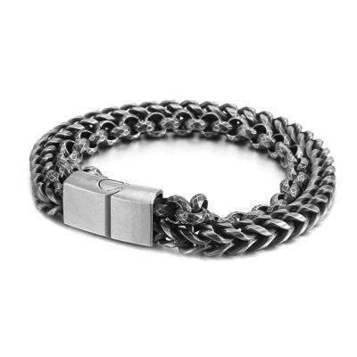 China Environmental Friendly Custom High Quality Men's Stainless Steel Engravable Bracelet Chains Vintage Magnetic Bracelets for sale